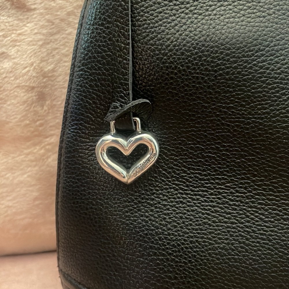 Brighton Black Leather Shoulder Bag with Silver Accents - Picture 3 of 8